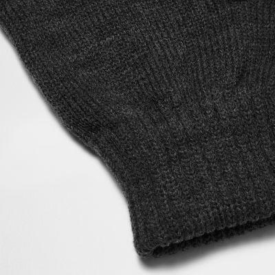Dark grey knit fingerless gloves